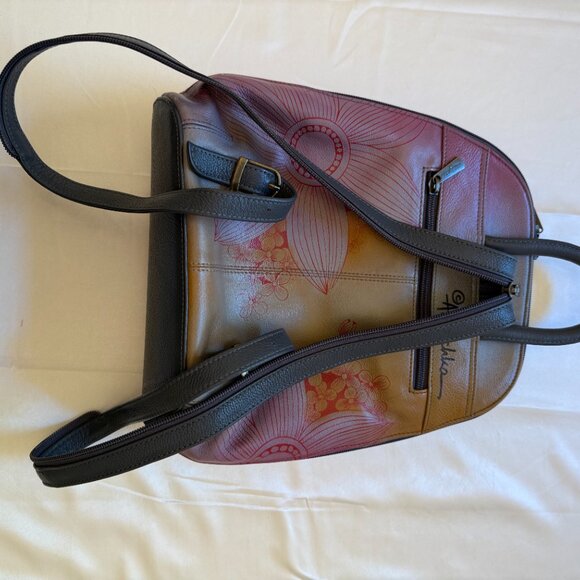 Anuschka handpainted backpack purse Blissful Bird design EUC main image 11
